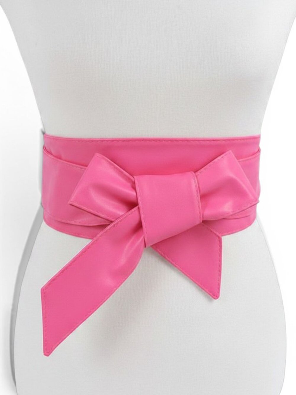 BNWT Brand New Neon Pink Color Faux Leather Obi Belt Wrap Belt